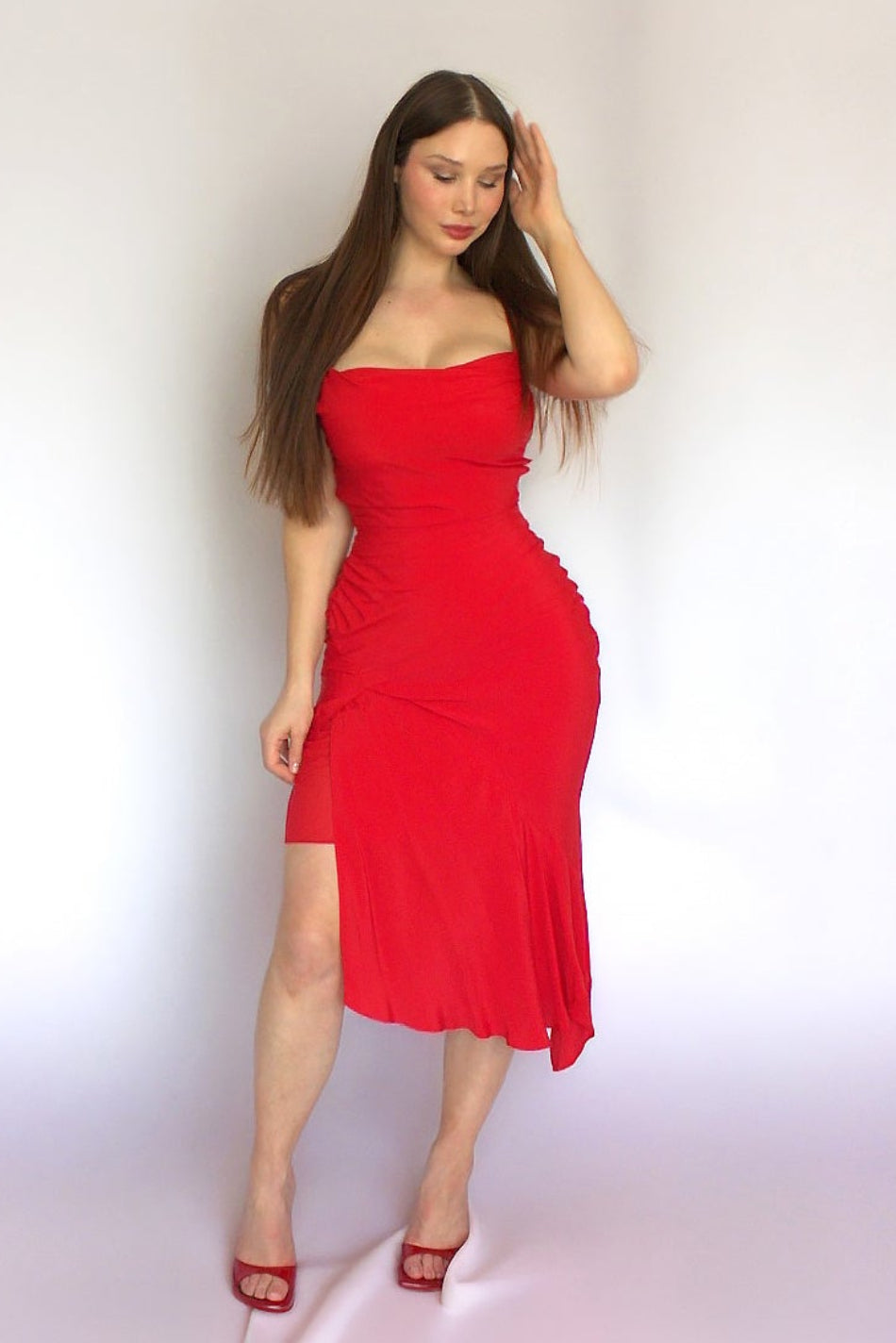 Pinko red silk dress