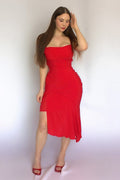 Pinko red silk dress