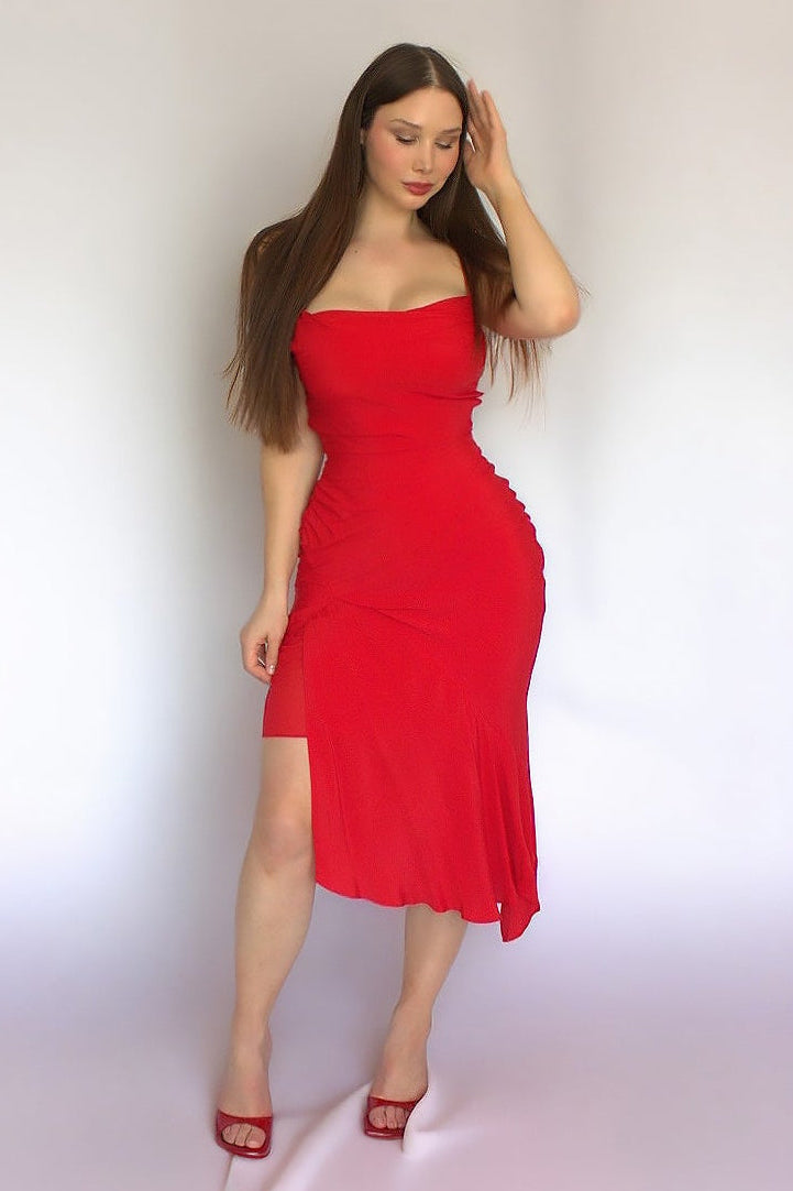 Pinko red silk dress
